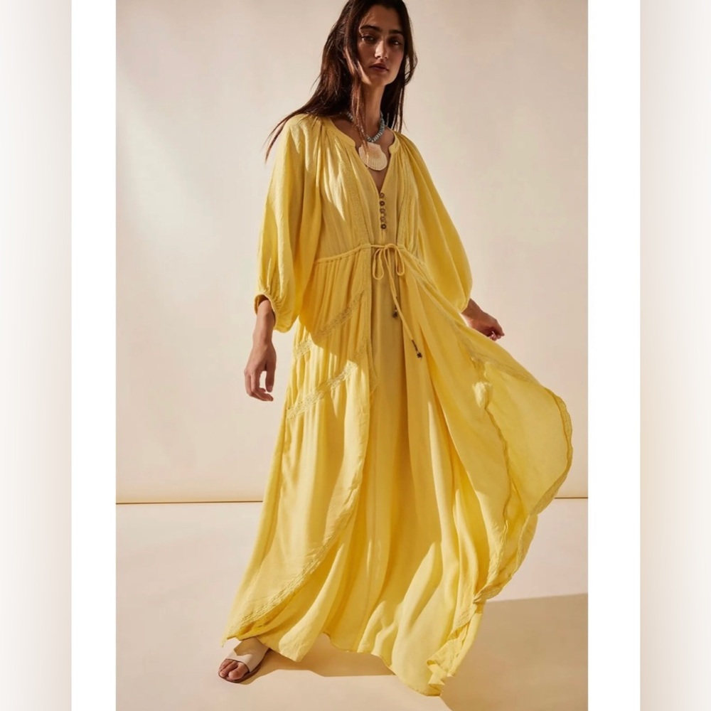 Free people Plenty of love maxi dress in lazy daisy yellow
